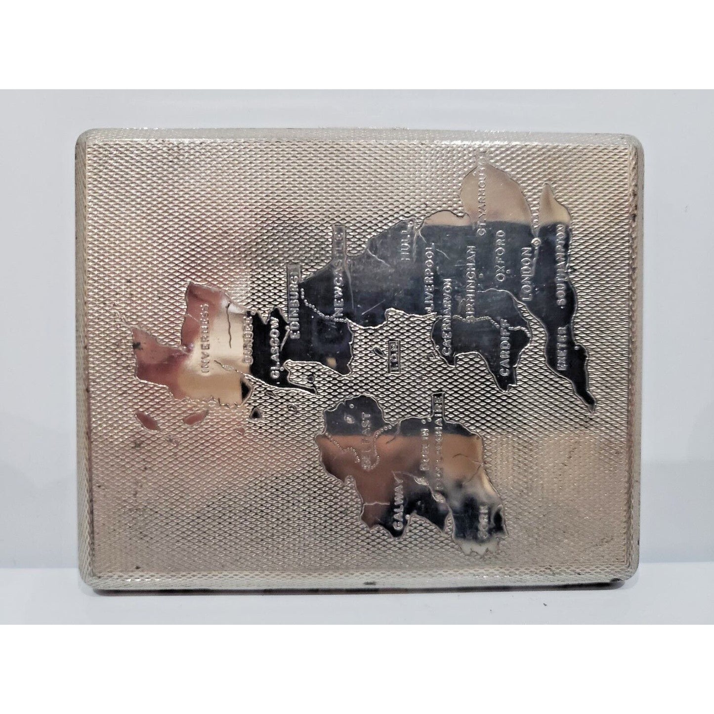 Map Of England Vintage Cigarette Si;ver & Gold Tone CASE 394/18