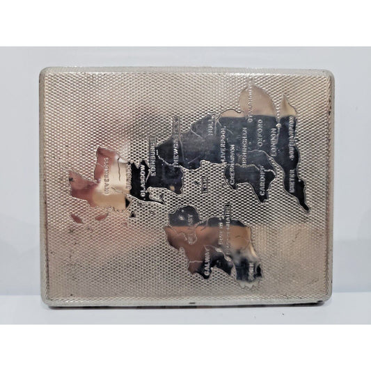 Map Of England Vintage Cigarette Si;ver & Gold Tone CASE 394/18