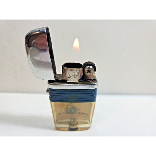 Vintage Working Scripto VU Lighter "Air International" LOGO, Blue 5989/29