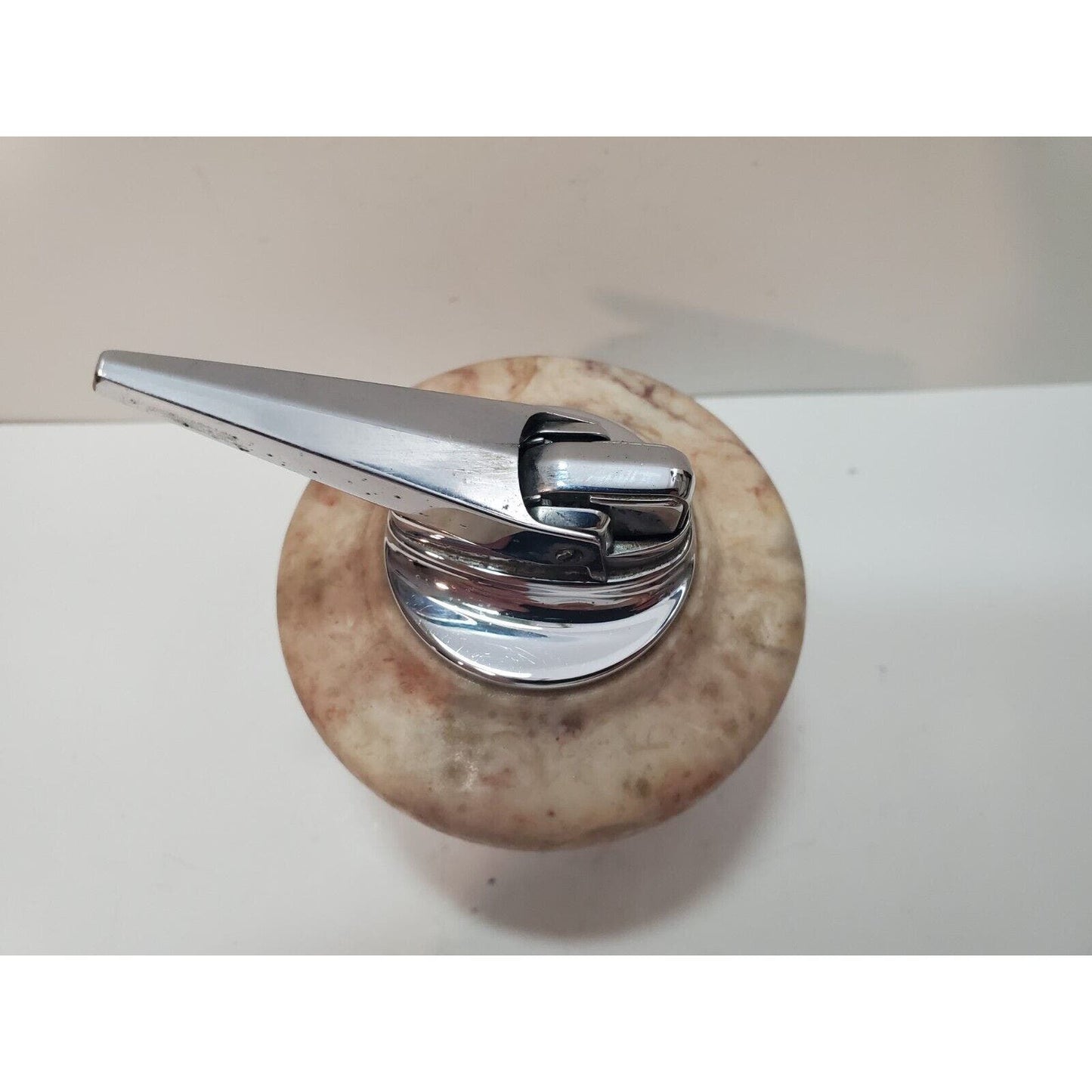 Working Vintage Ronson NORDIC Italian Marble Table Lighter Silver 6202/13