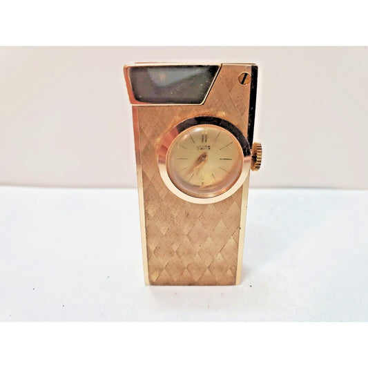 Vintage Working Lift Arm Gold Tone Working Lighter Watch DEVISA Swiss 6199/37