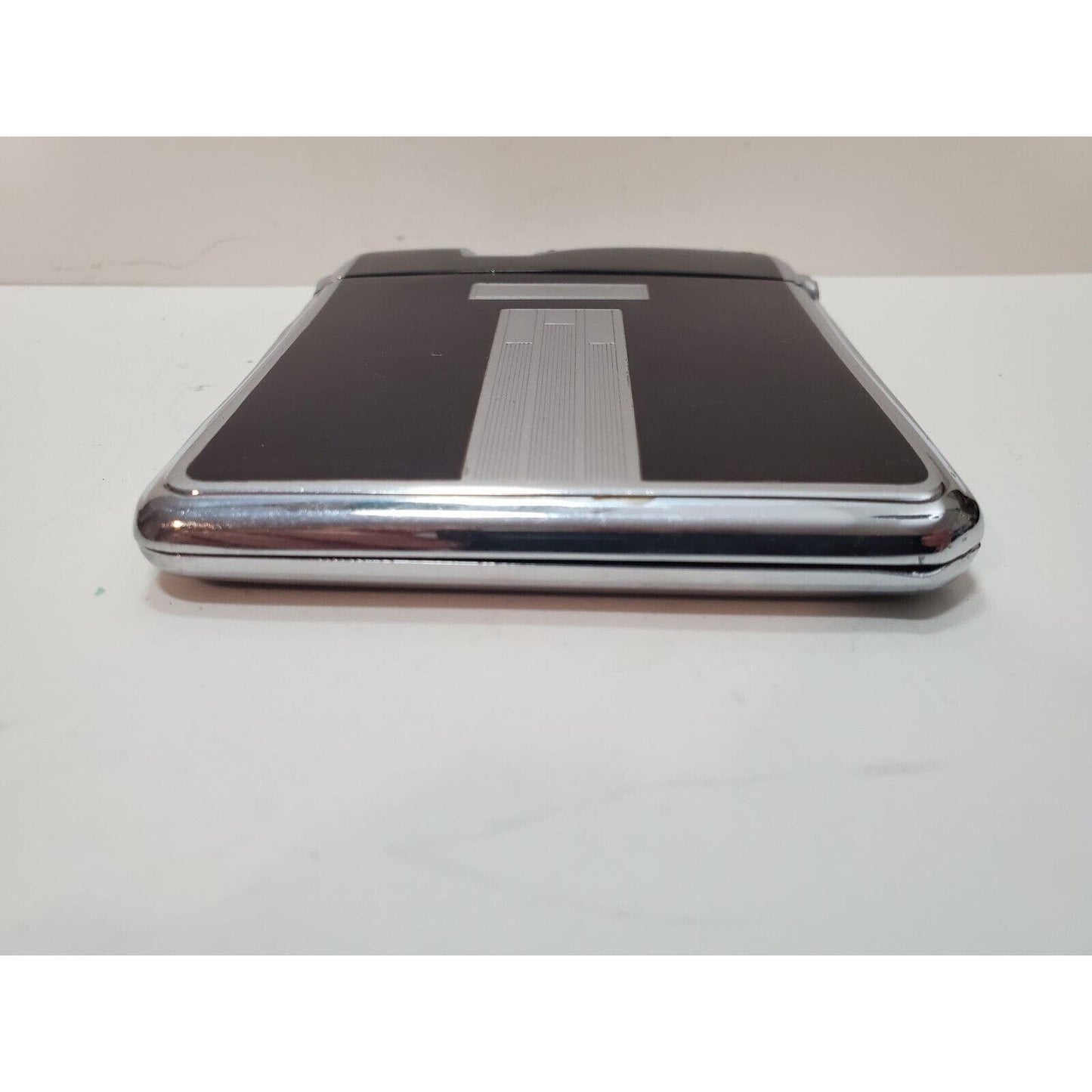 Working Ronson Art Deco Ten A Case Enamel Siler Tone Cigarette Case Lighter