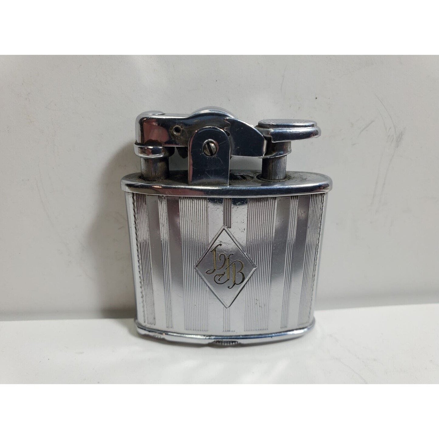 Working Vintage Ronson Art Metal Works Art Deco De-Light Silver Lighter. RARE