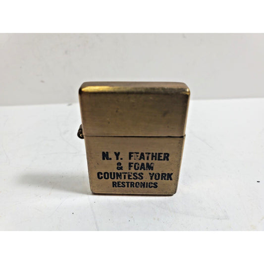 VINTAGE WORKING Mini ADVERTISING LIGHTER "N. Y FEATHER & FOAM" 6081/30