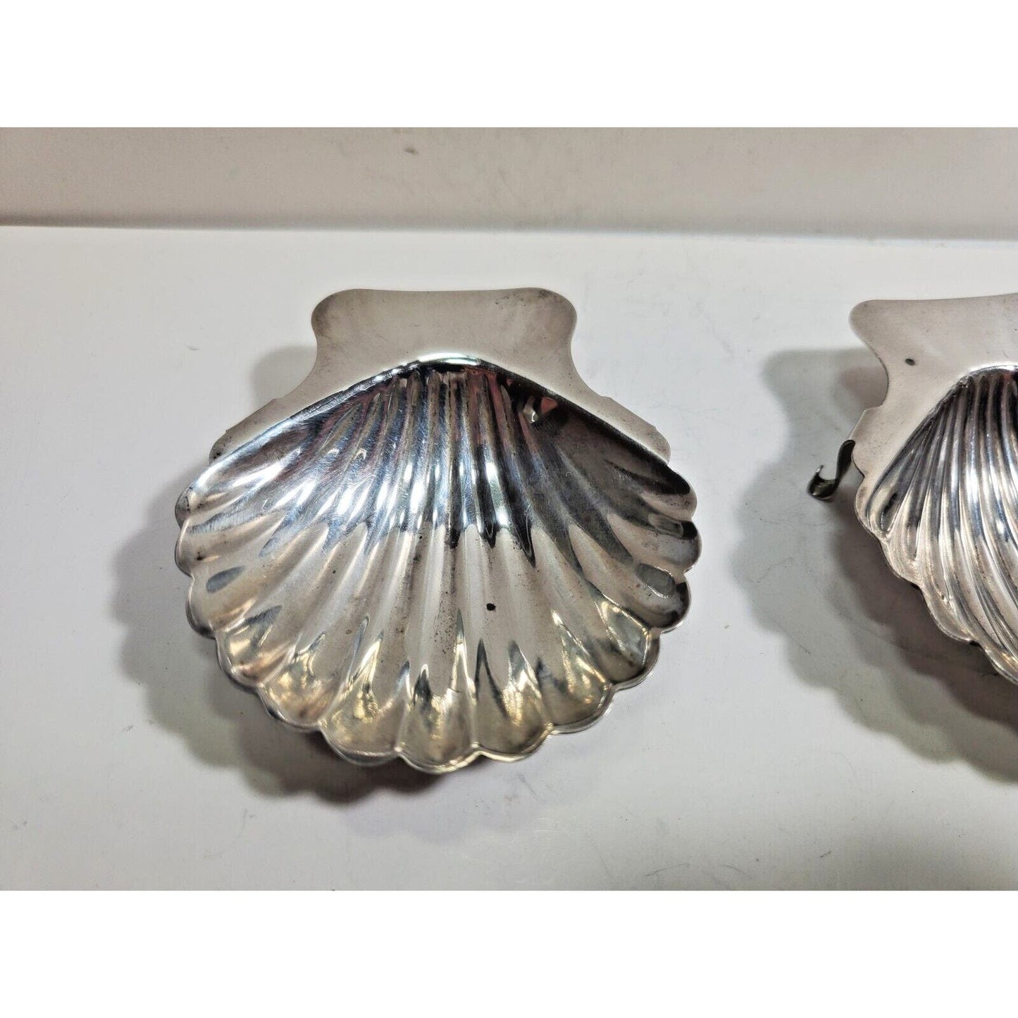 Lot Of 2 Sterling Silver Clam SHELL NUT BOWL Jewelry Trinket Dish Ashtray 3"
