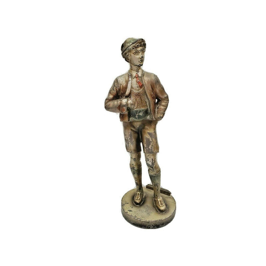 Vintage 1900s Austria Cold Painted Alpine Mountaineer / Boy Striker Lighter 8.5"