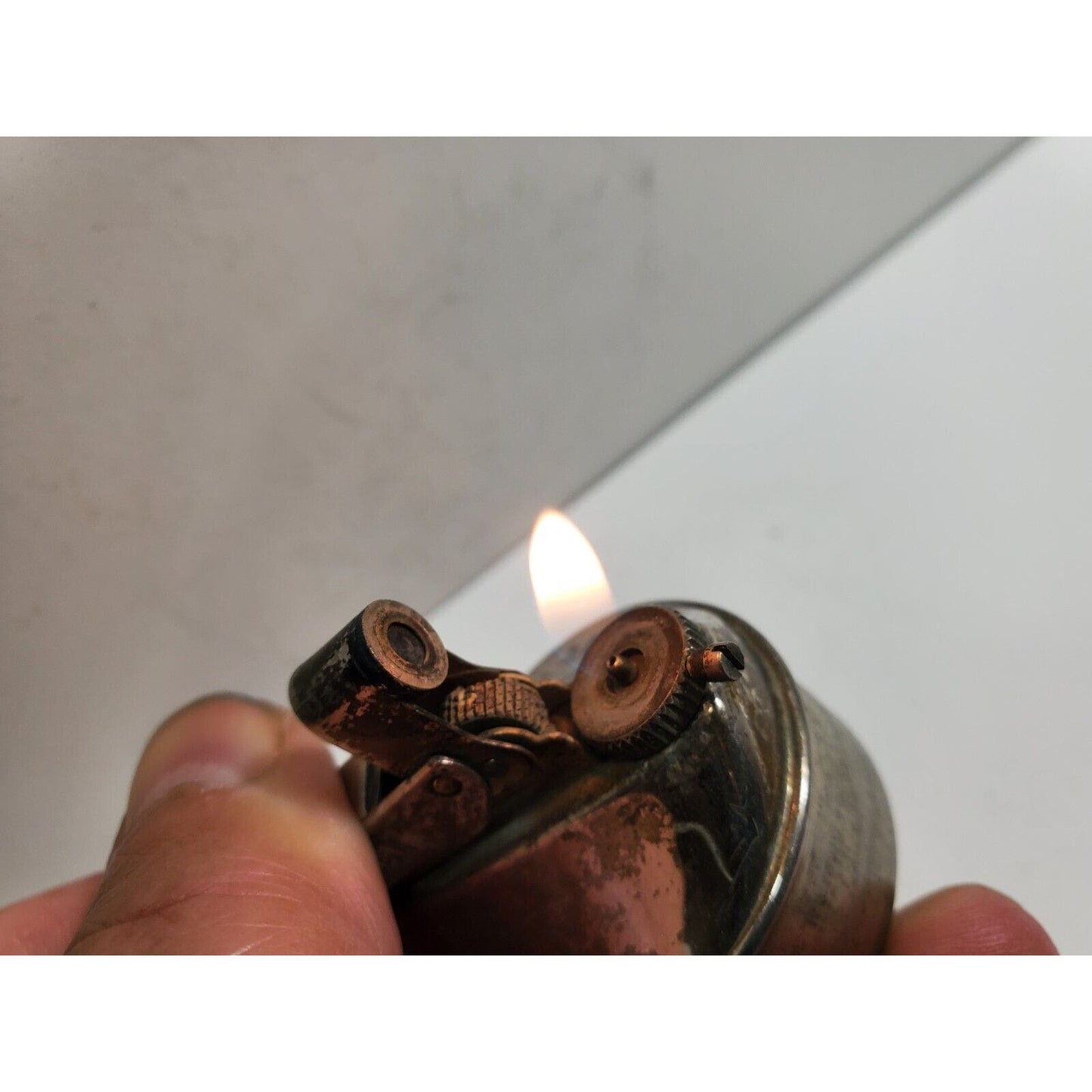 Vintage Working Butane Gas Table Lighter Silver INSERT Fits 1 1/2" Round Base