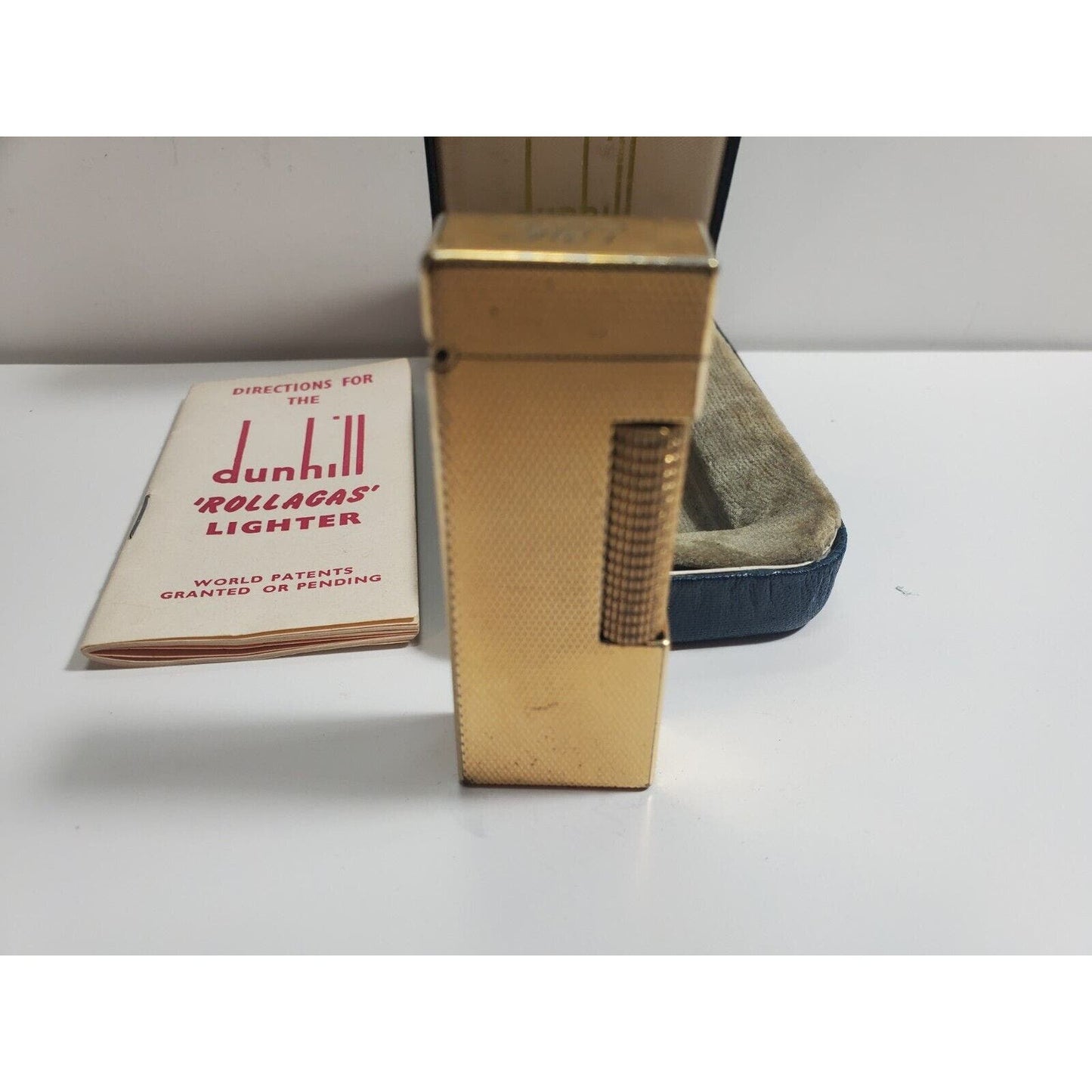 Working Vintage DUNHILL Rollagas Lighter Gold SWISS MADE, Original Case 5688/24
