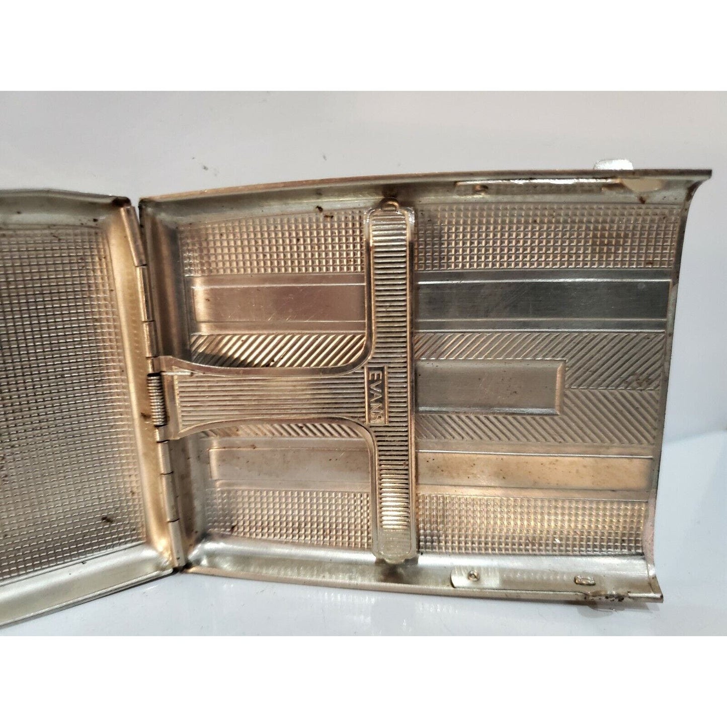 Evans Cigarette Case  Lighter Silver, Black Enamel 3 1/2 x 3 3064/16