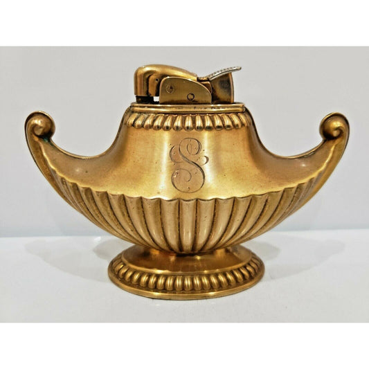 Vintage Working Gold Tone EVANS Genie Alladin Table Lighter / Made in US 300/13