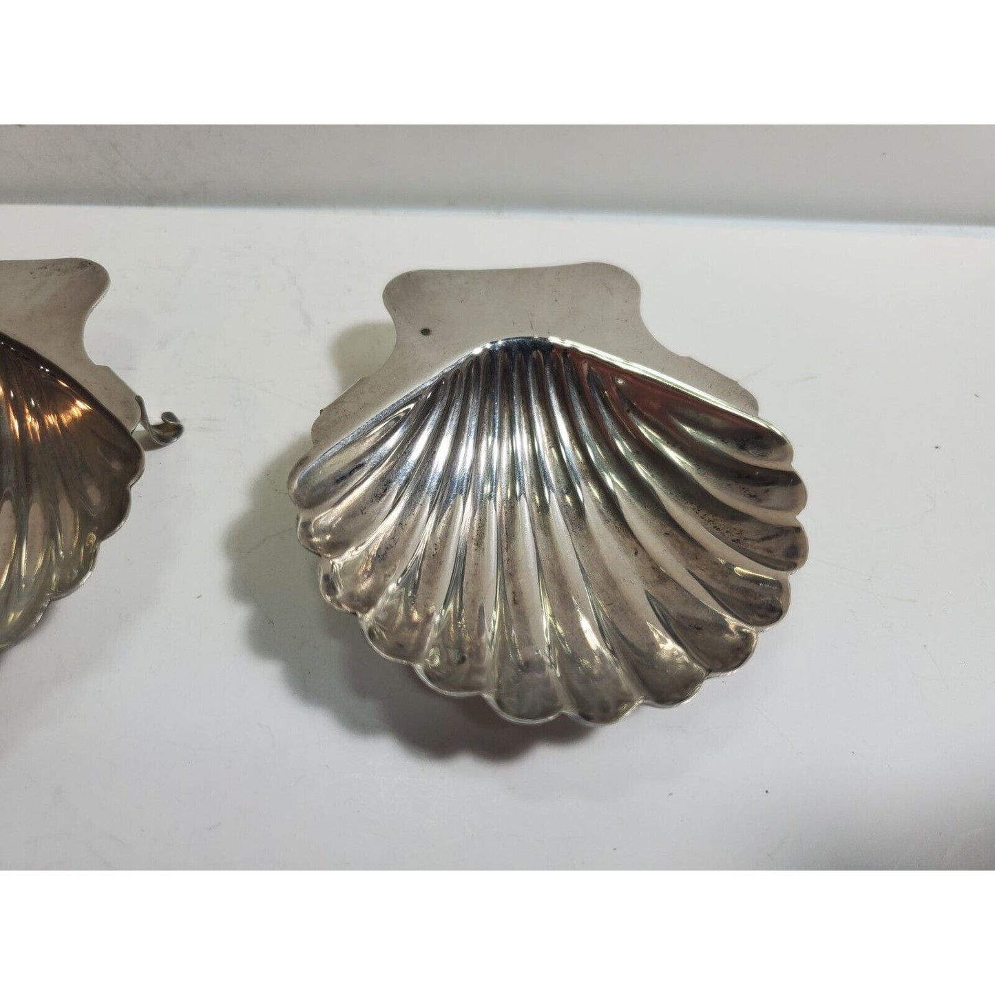 Lot Of 2 Sterling Silver Clam SHELL NUT BOWL Jewelry Trinket Dish Ashtray 3"