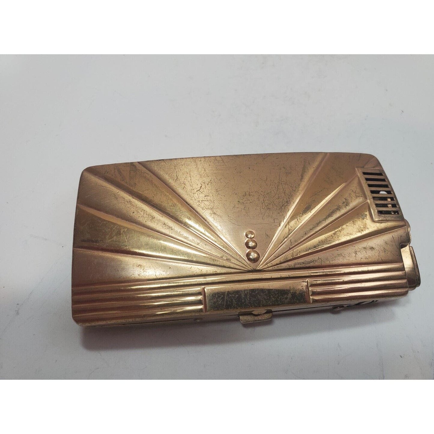 Working Vintage Ronson Pal Cigarette Case Gold Tone LIGHTER 6222/14