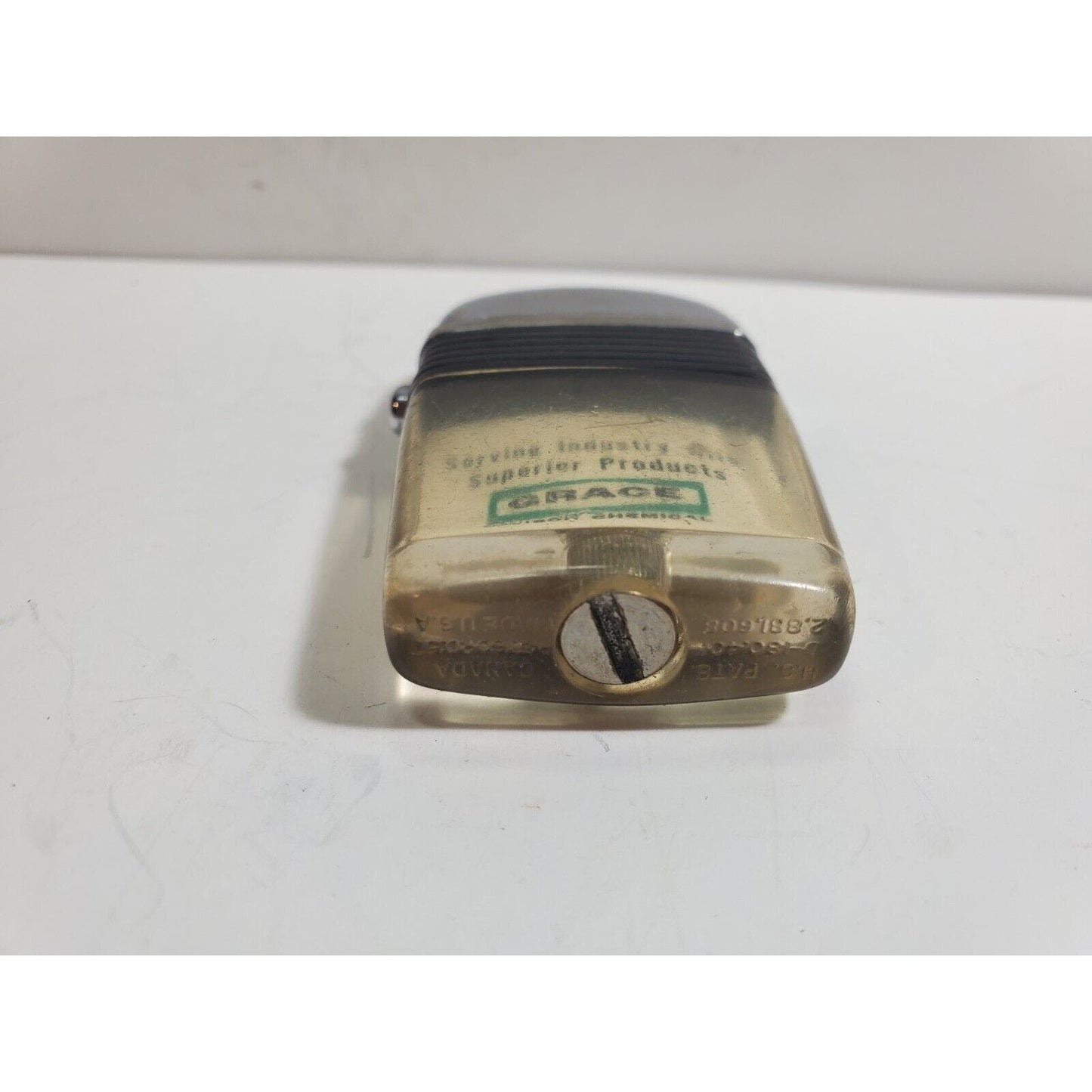 Vintage Working Scripto VU Lighter "Grace" Logo ADVERTISING, Black 6006/29