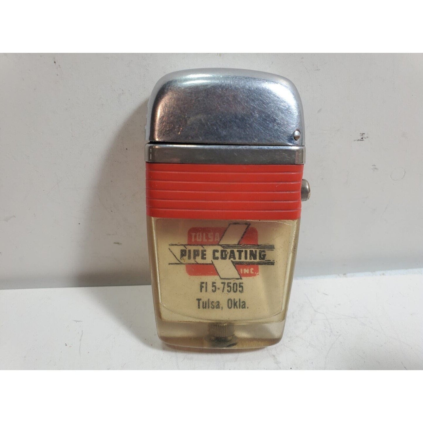 Vintage Working Scripto VU Lighter "Tulsa Pipe Coating Inc." LOGO 6033/29