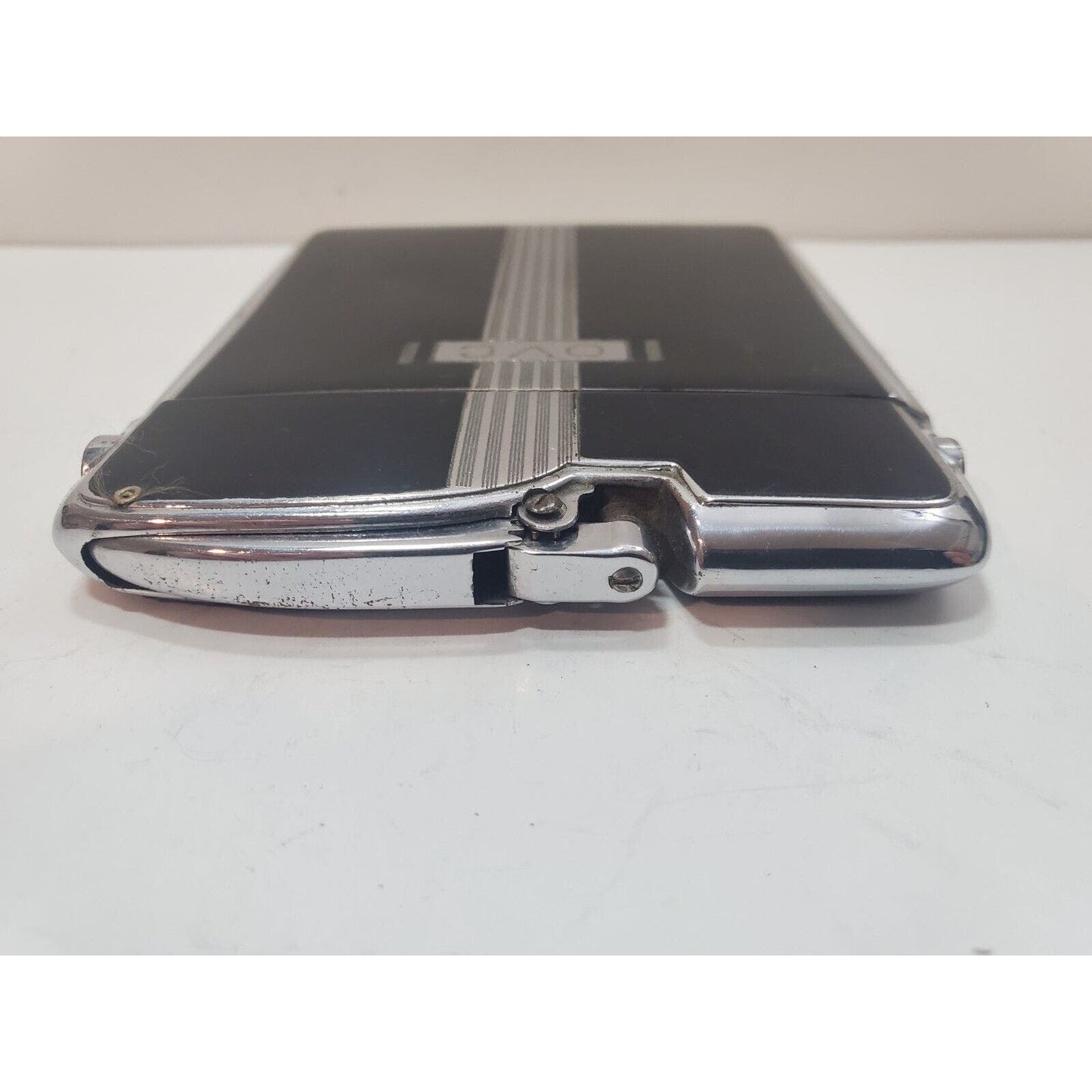 Working Ronson Art Deco Ten A Case Enamel Siler Tone Cigarette Case Lighter