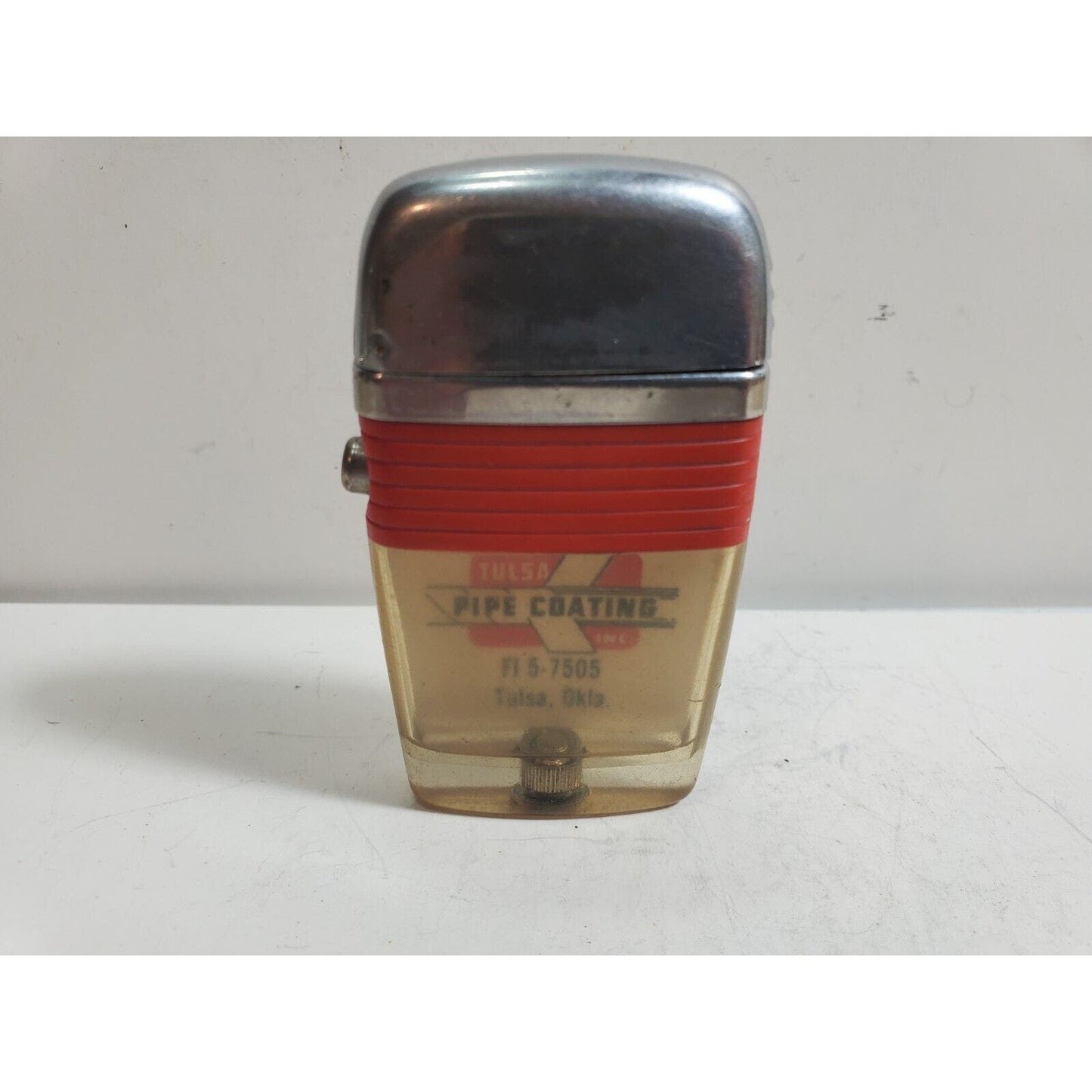 Vintage Working Scripto VU Lighter "Tulsa Pipe Coating Inc." LOGO 6033/29