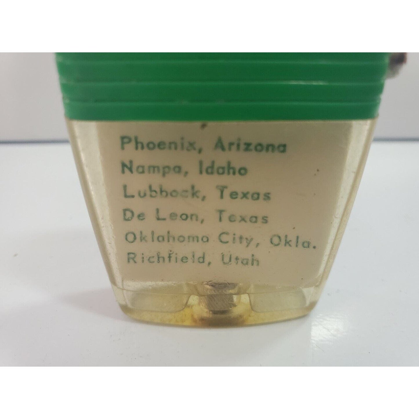 Vintage Working Scripto VU Lighter "REDI RAIN" LOGO ADVERTISING, GREEN 4407/29