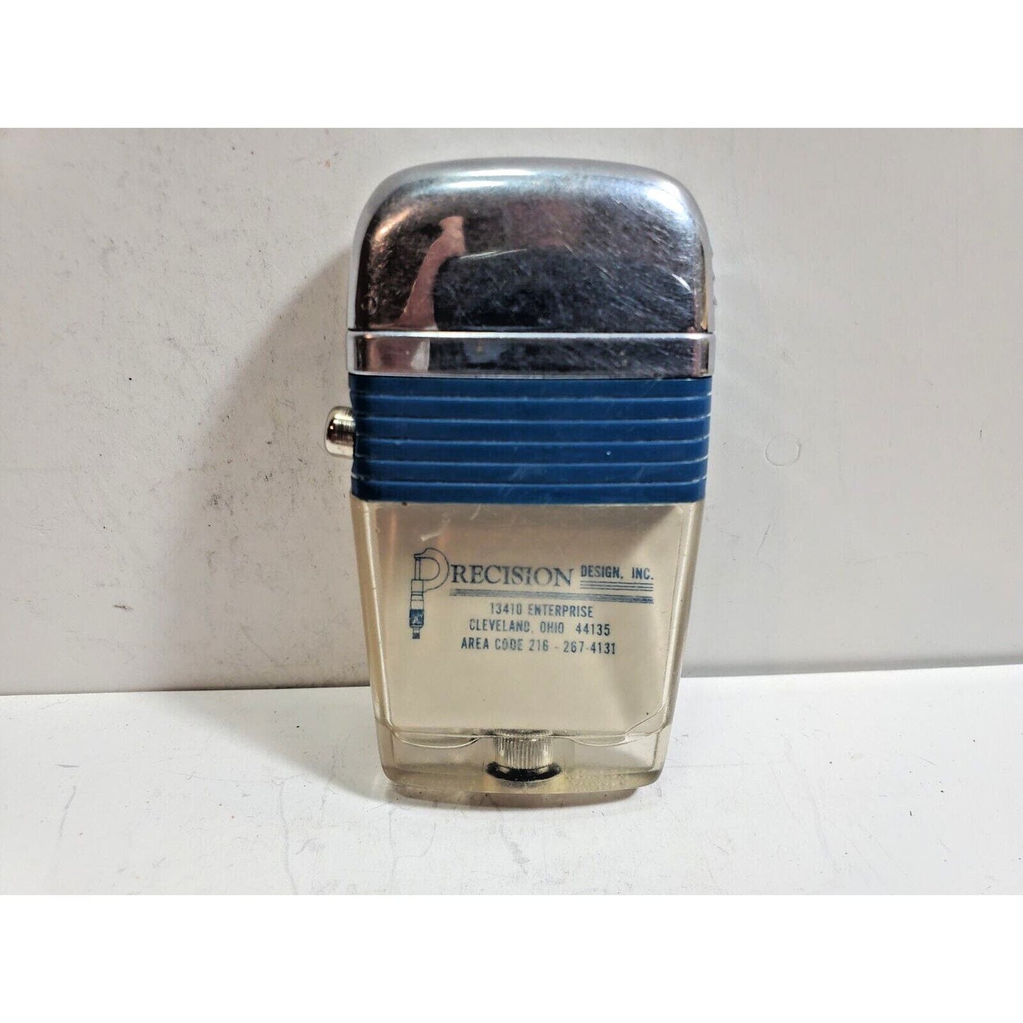 Vintage Working Scripto VU Lighter "Precision" Logo ADVERTISING, Blue 5995/29