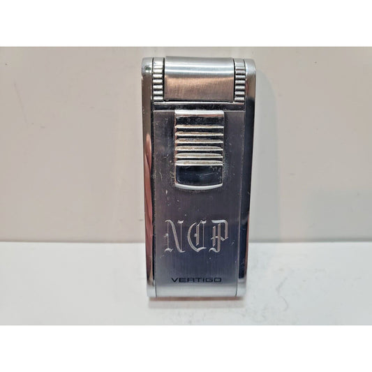 Vertigo Working Butane Silver Lighter, Twin Torch Flame, Cigar Cutter 6152/34