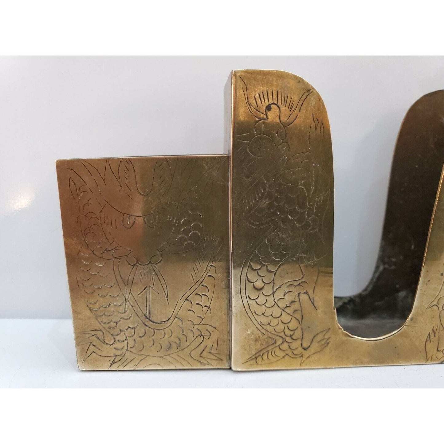 Dragon Brass Vintage  Antique Match, Cigarette Safe / Holder / CASE 5 1/2 x 4"