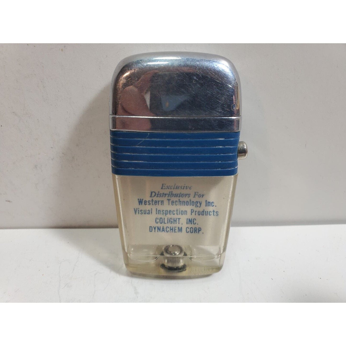 Vintage Working Scripto VU Lighter "Precision" Logo ADVERTISING, Blue 5995/29
