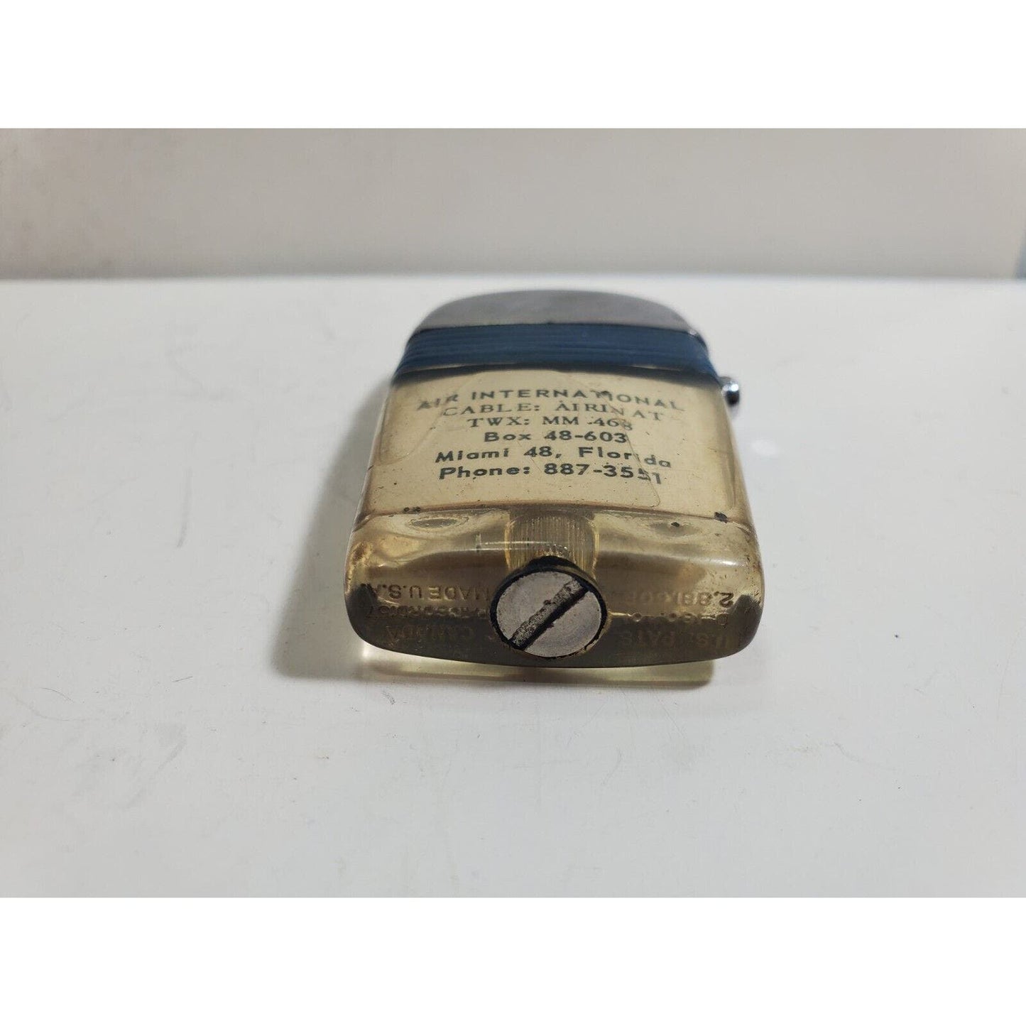 Vintage Working Scripto VU Lighter "Air International" LOGO, Blue 5989/29