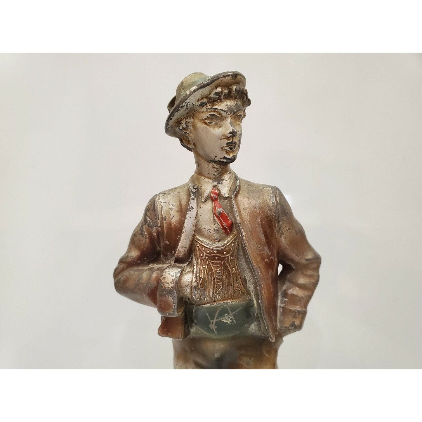 Vintage 1900s Austria Cold Painted Alpine Mountaineer / Boy Striker Lighter 8.5"