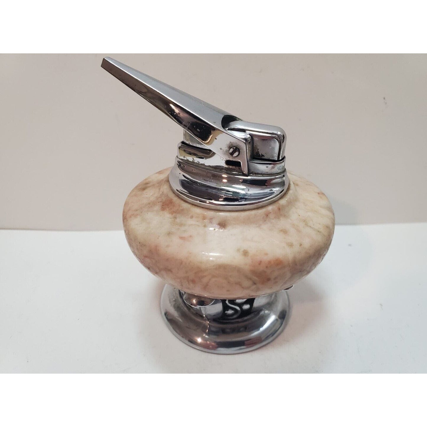 Working Vintage Ronson NORDIC Italian Marble Table Lighter Silver 6202/13