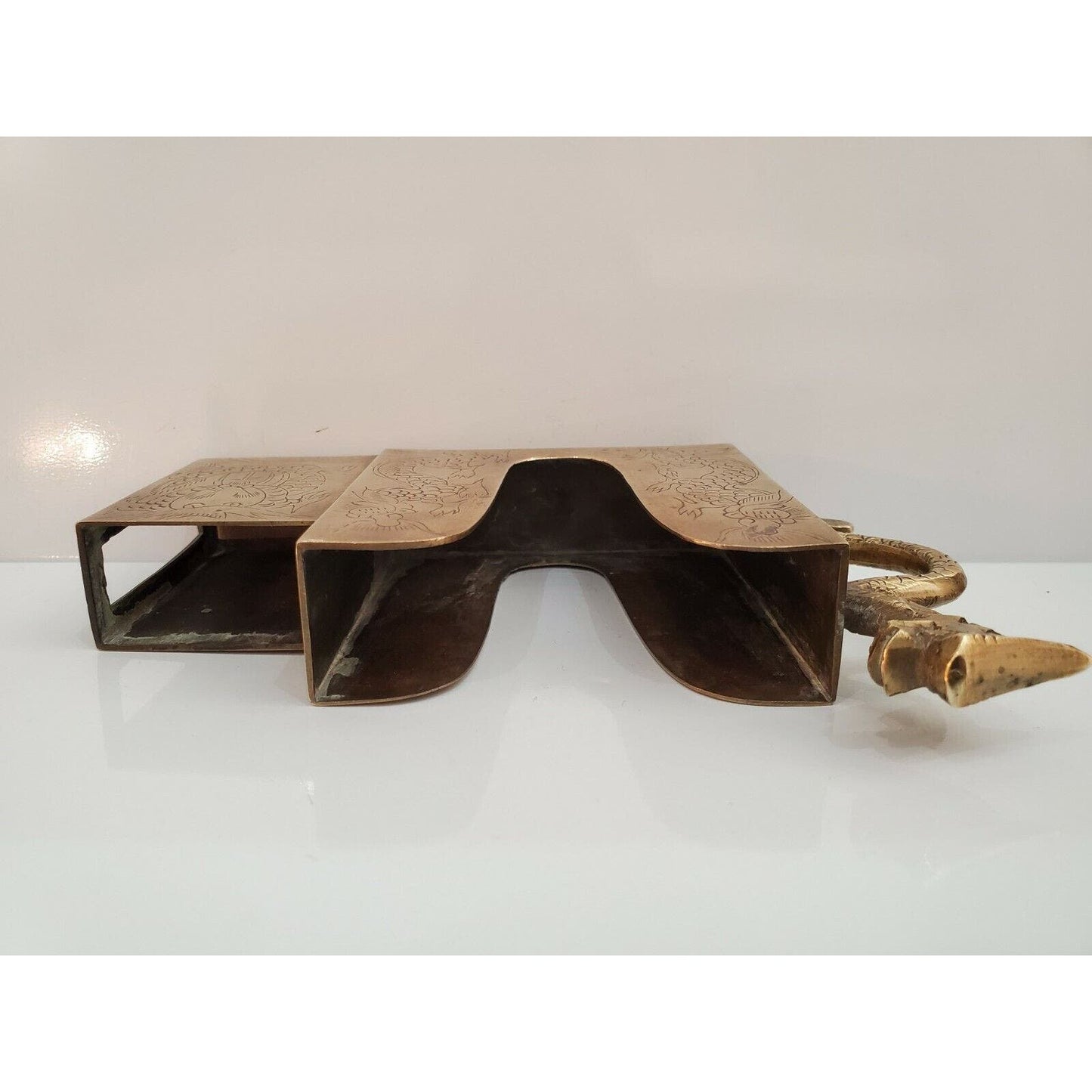 Dragon Brass Vintage  Antique Match, Cigarette Safe / Holder / CASE 5 1/2 x 4"