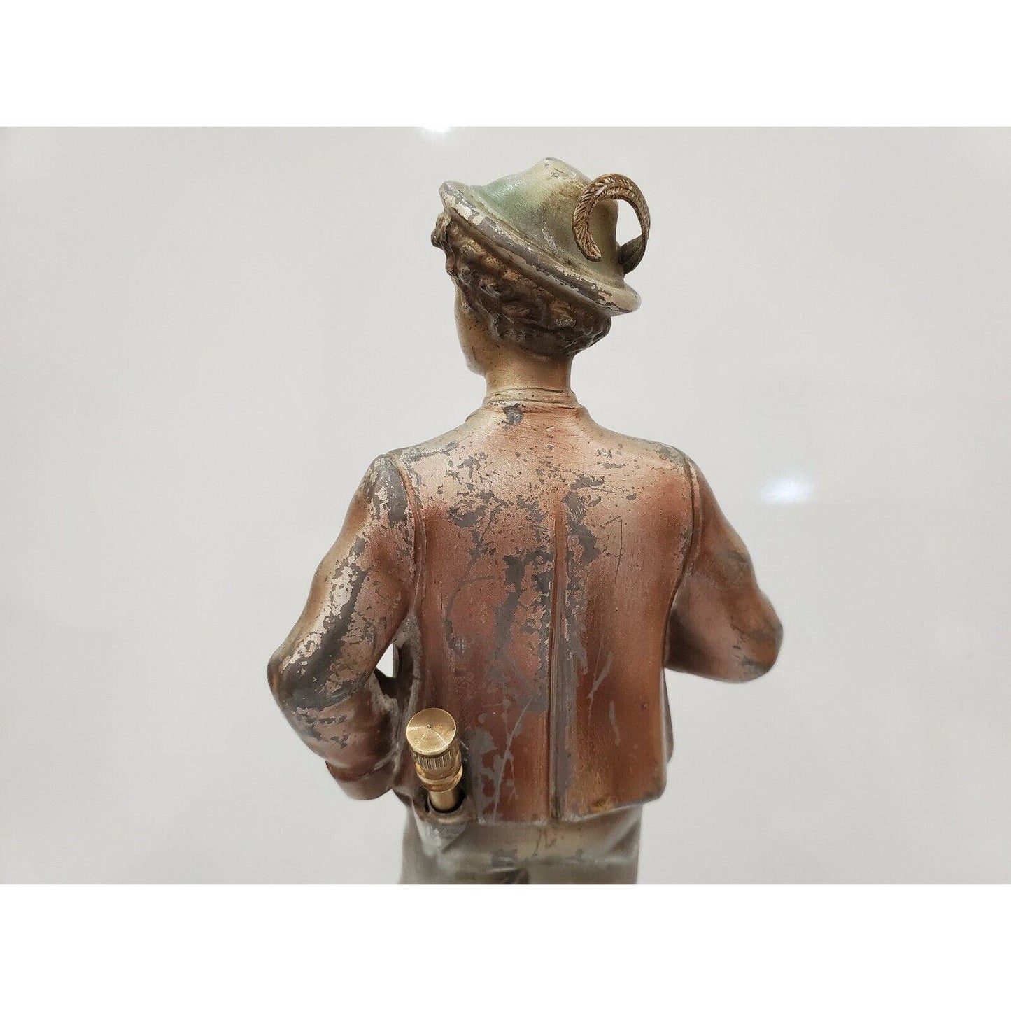 Vintage 1900s Austria Cold Painted Alpine Mountaineer / Boy Striker Lighter 8.5"