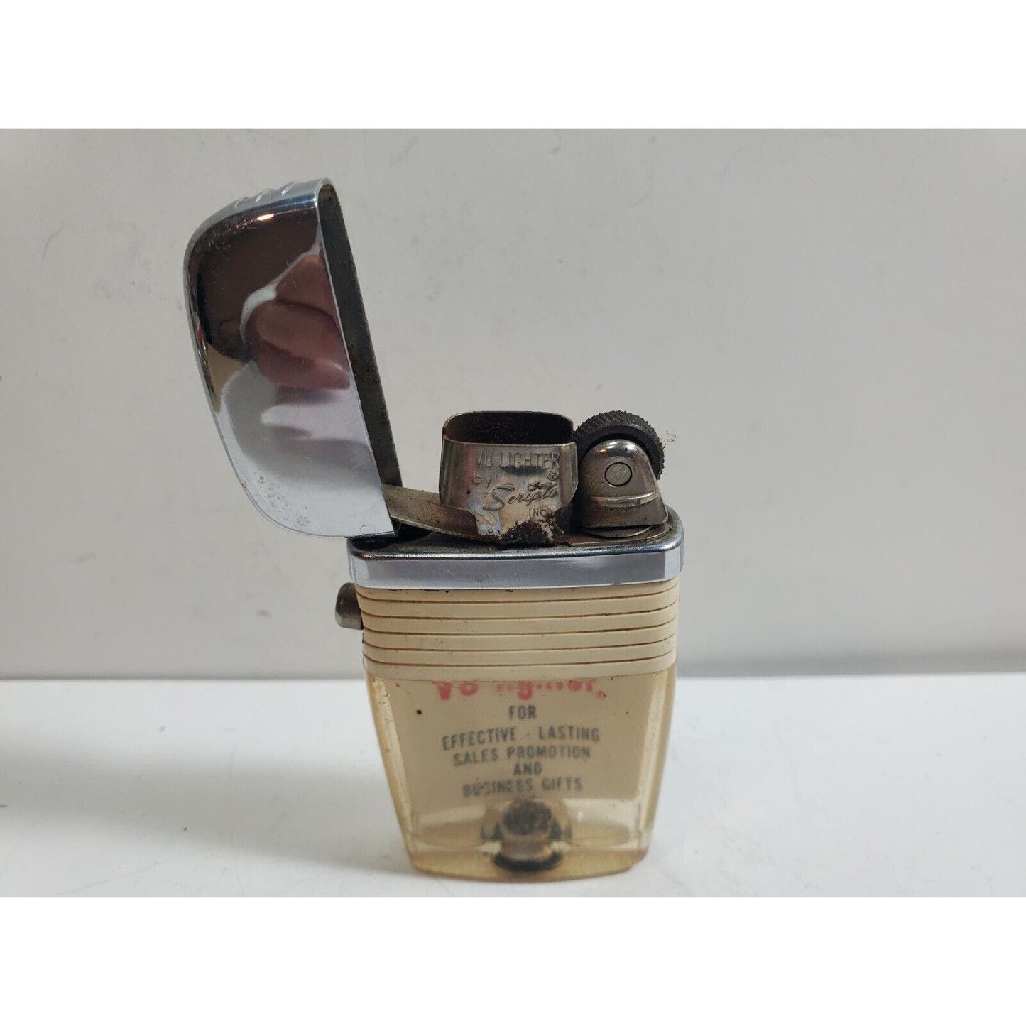 Vintage Working Rare Scripto Vu Lighter Salesman Sample Advertising 5981/29
