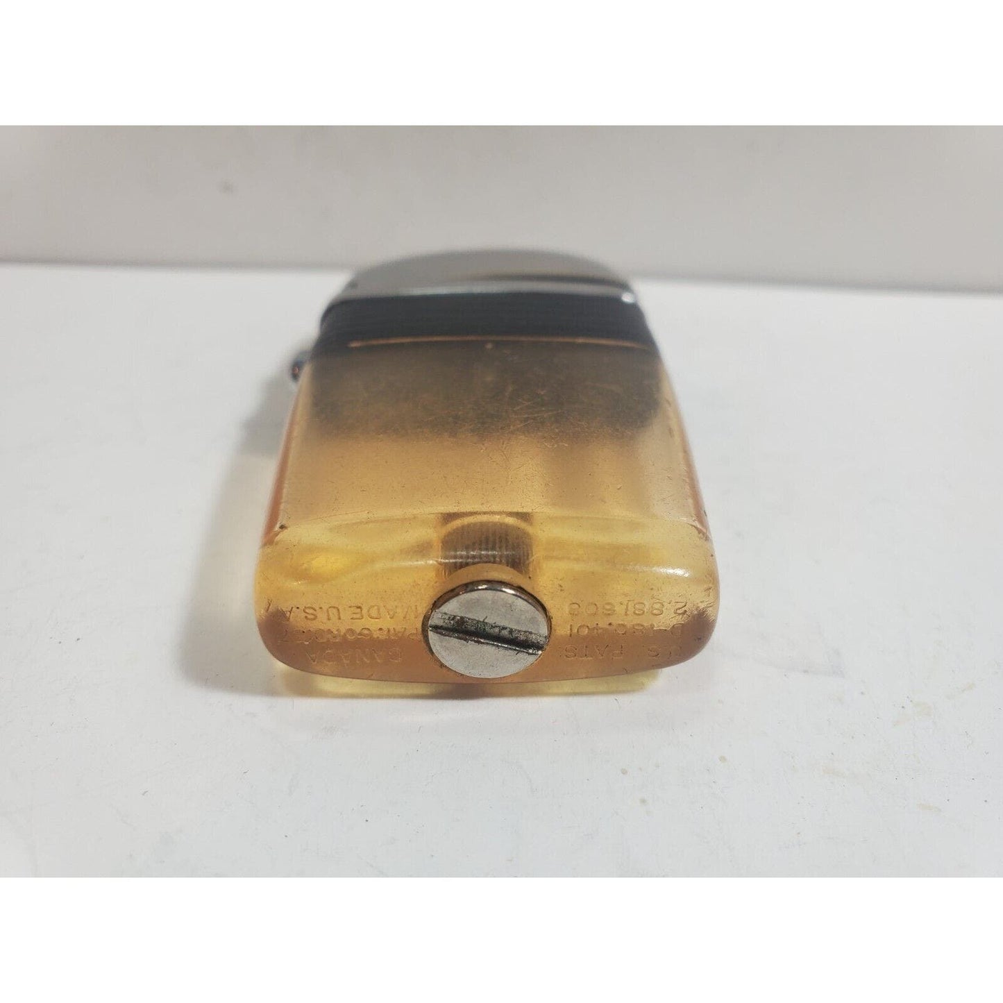 Vintage Working Scripto VU Lighter, Clear No Insert, Black 6061/29