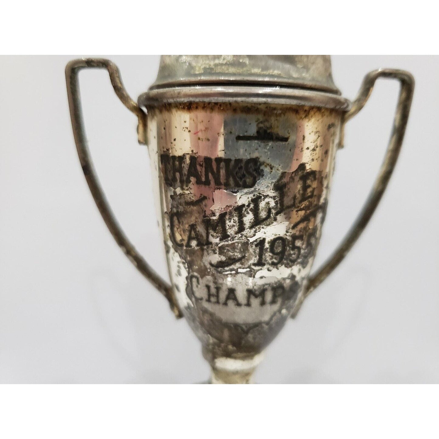 Evans Antique Working TROPHY Table Lighter THANKS CAMILLE 1955 CHAMPS  5 1/2" H