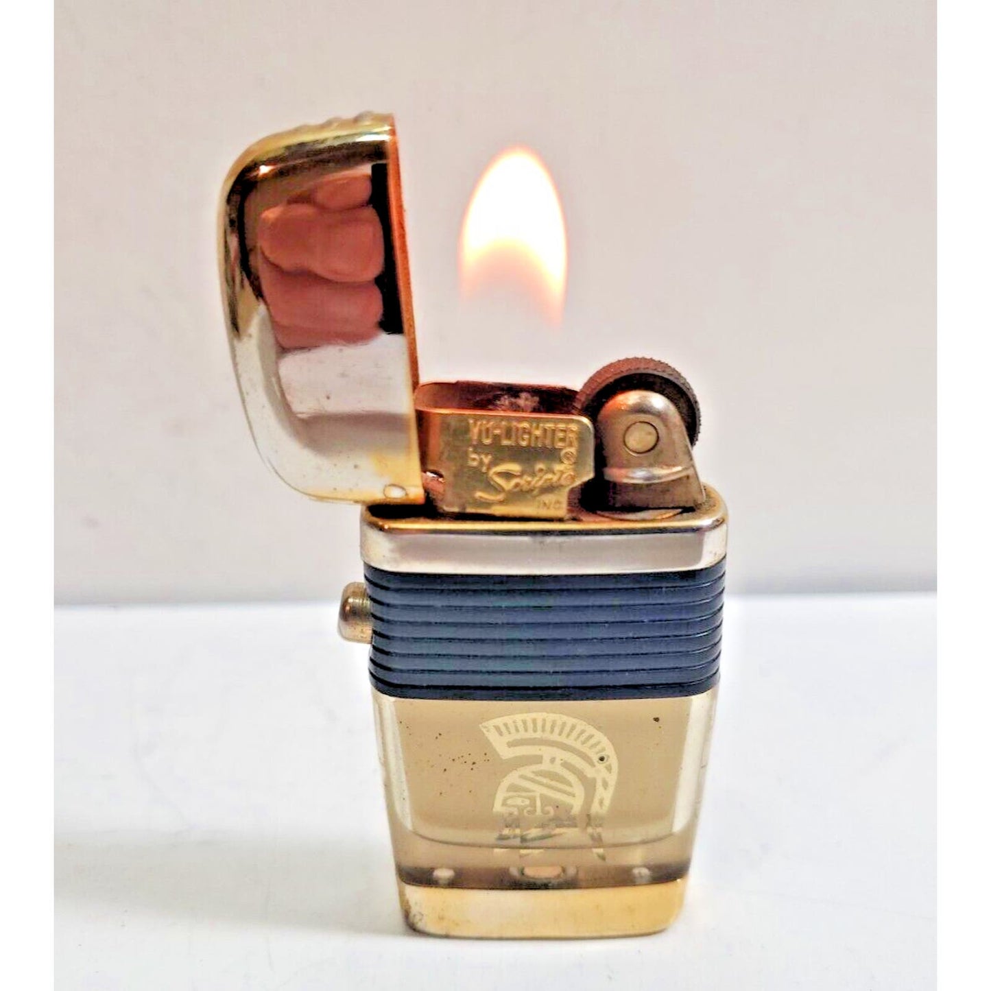 Working Scripto Vu Lighter Roman Soldier Trojan Spartan Centurion Helmet 5988/29