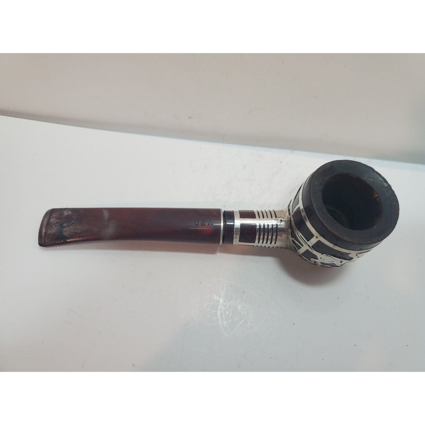 Vtg Sterling Silver 925 Overlay Tobacco Pipe Silversmith Made Jockey On Horse