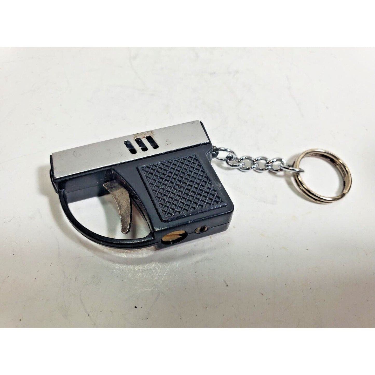 NOS Vintage Working Pistol Gun BUTANE Unlit Lighter 1 1/2" Keychain Fob 6065/28