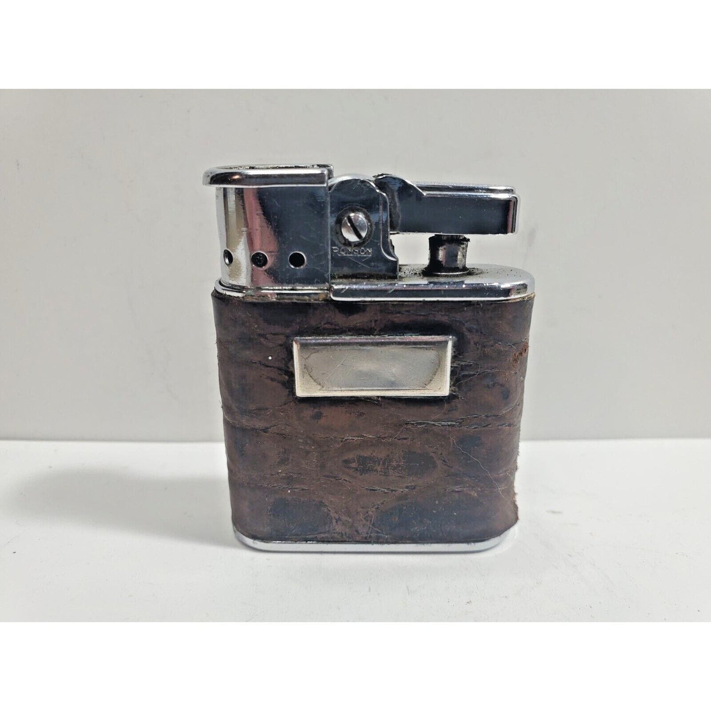 Vintage Working RONSON WHIRLWIND Leather Wrapped, Silver Tone Lighter. 5826/26