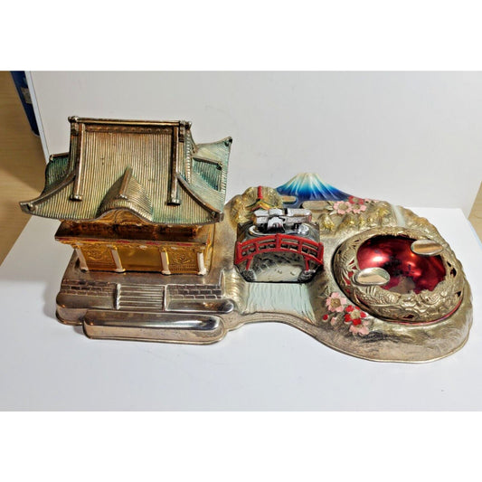 Vintage Mid Century Japan Smoking Working Lighter Dragon Ashtray, Cigarette Case
