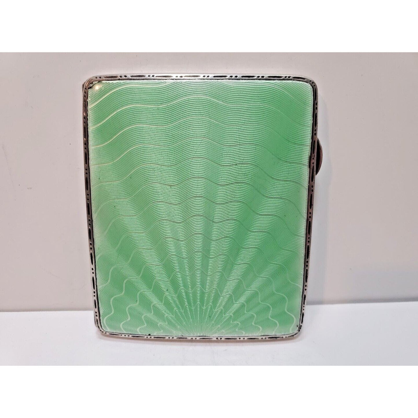 Unique Sterling Silver Guilloche Enamel Vermeil Cigarette Case England 6146/3