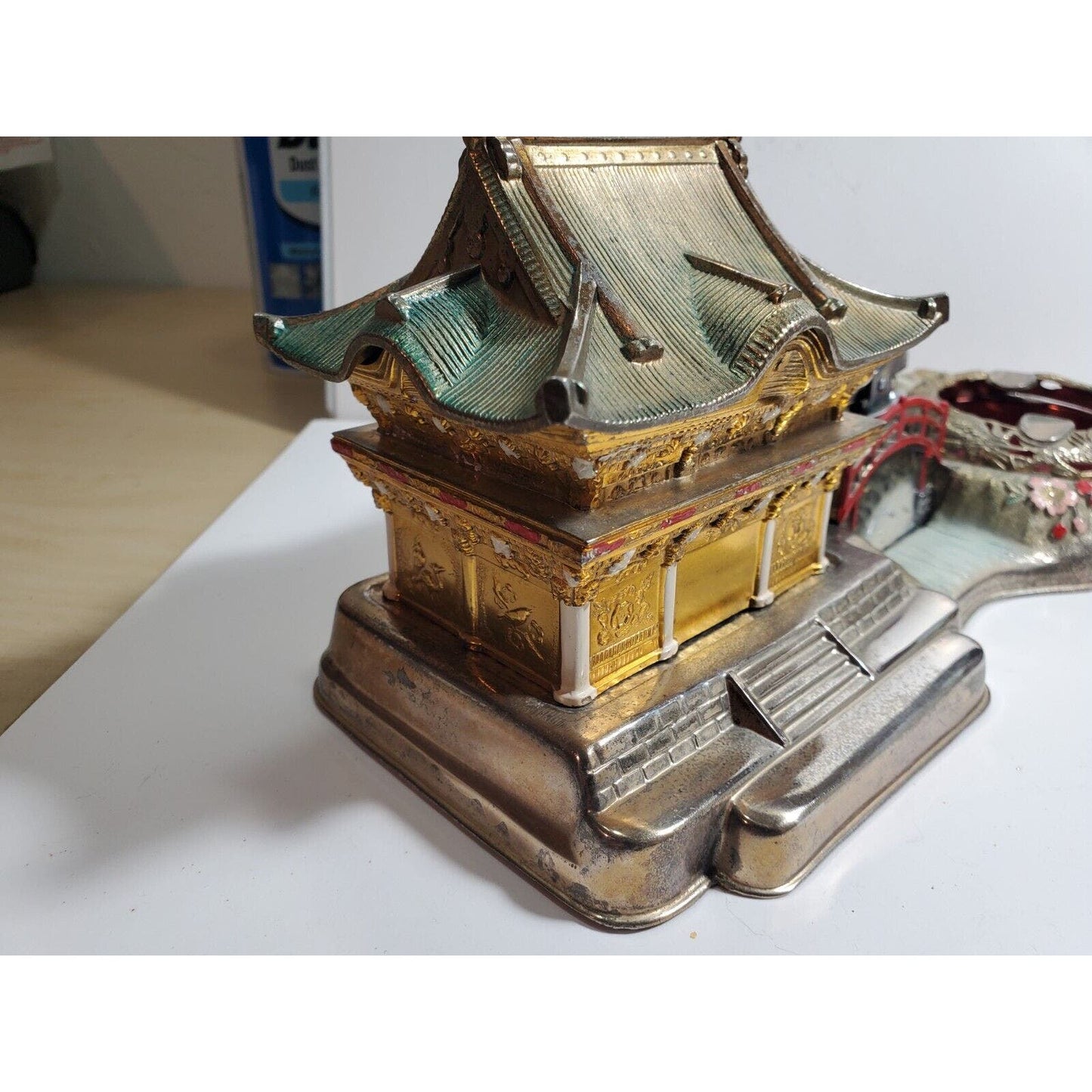 Vintage Mid Century Japan Smoking Working Lighter Dragon Ashtray, Cigarette Case