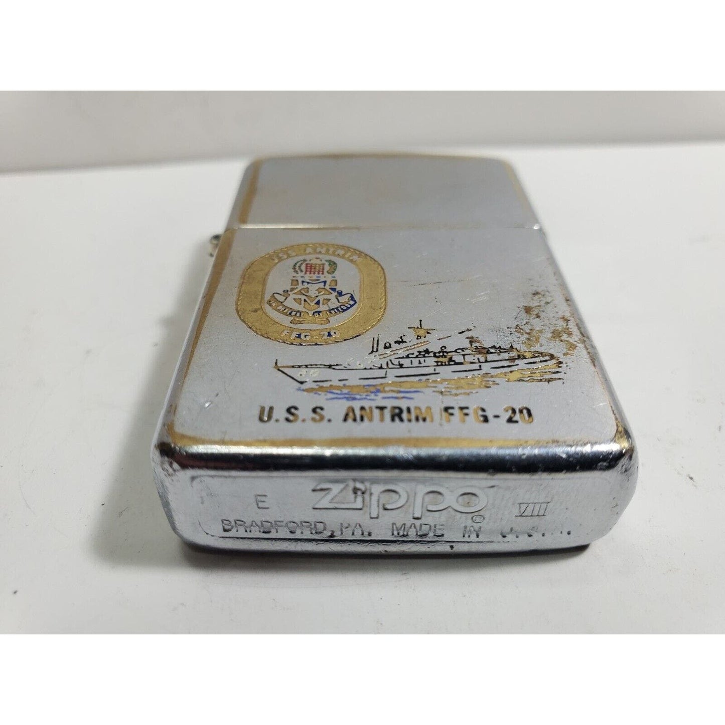 Working Vintage Zippo USS Antrim FFG-20 VIII 1992 5846/33