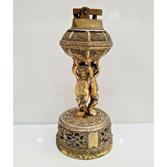 Vintage Working Lighter / 3 Naked Boys holds Urn With Lighter, 7"H 1907.47