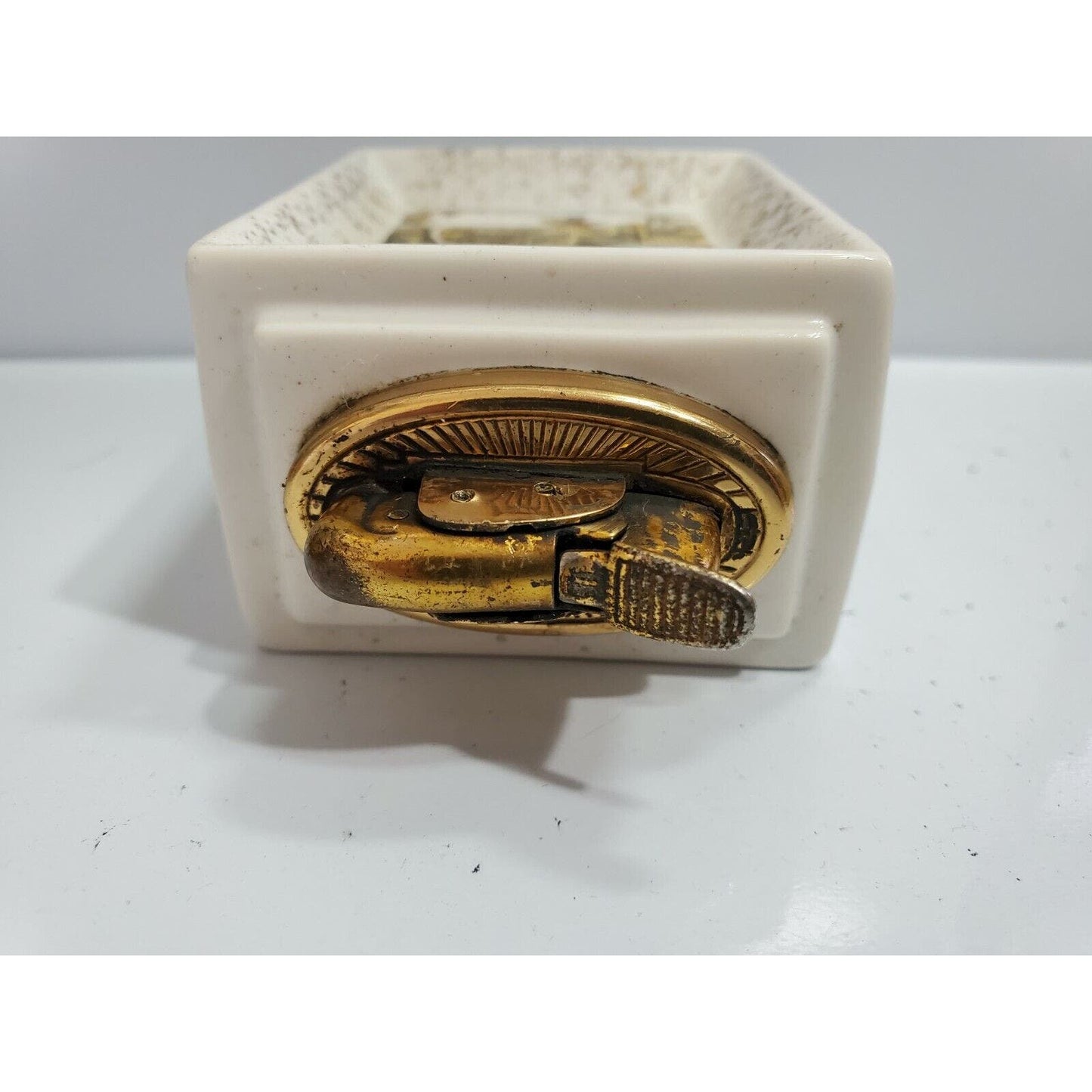 Vintage Working EVANS Table Lighter Currier & Ives WINTER SCENE c1928