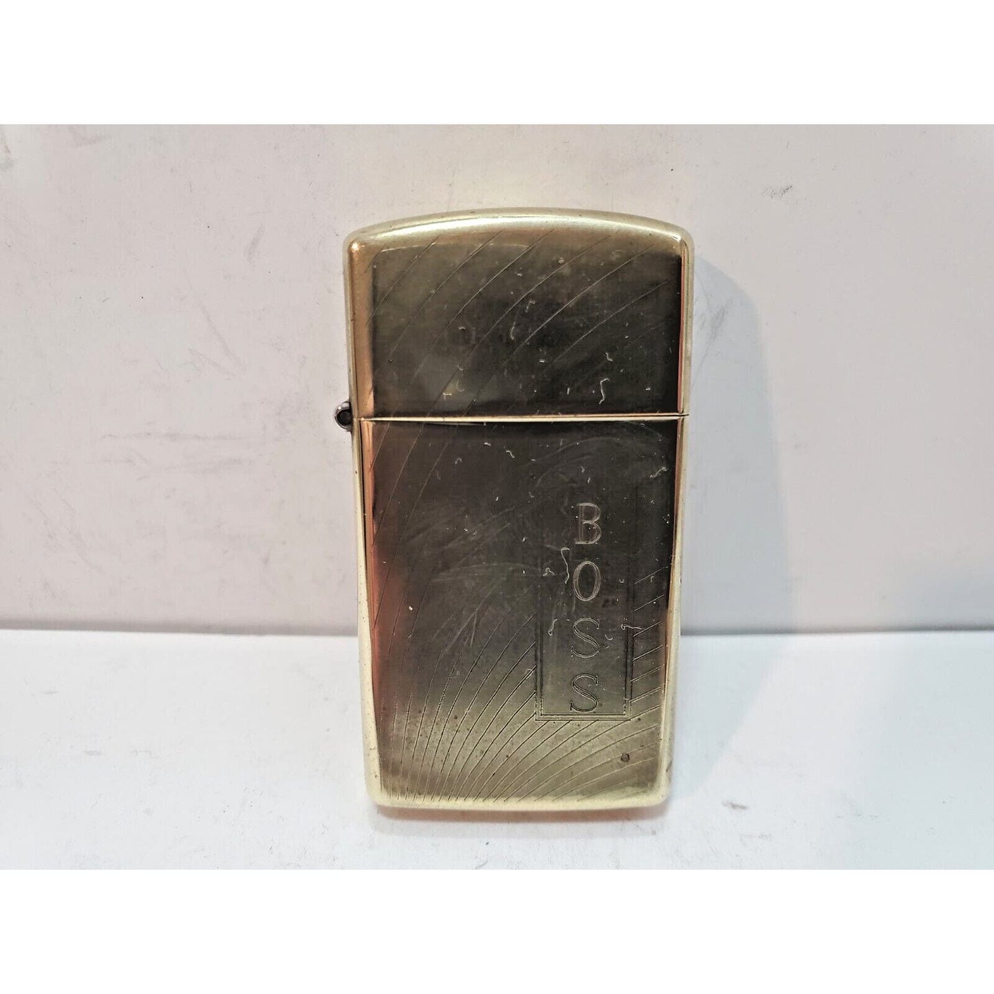 Vintage Working Zippo Engraved BOSS FROM CREW Brass Lighter 6127/33