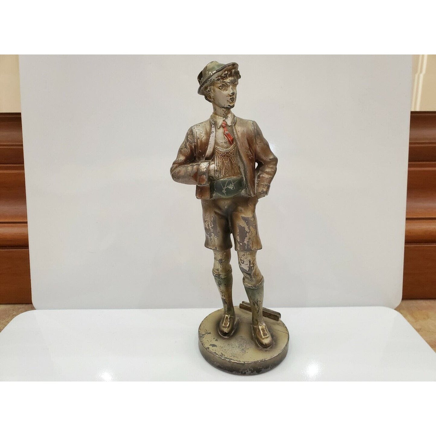 Vintage 1900s Austria Cold Painted Alpine Mountaineer / Boy Striker Lighter 8.5"