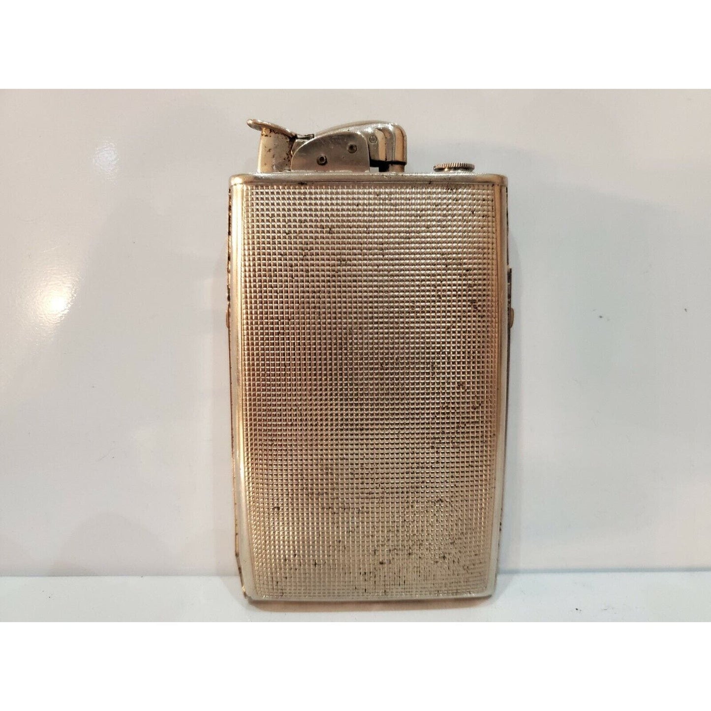 Evans Cigarette Case  Lighter Silver, Black Enamel 3 1/2 x 3 3064/16