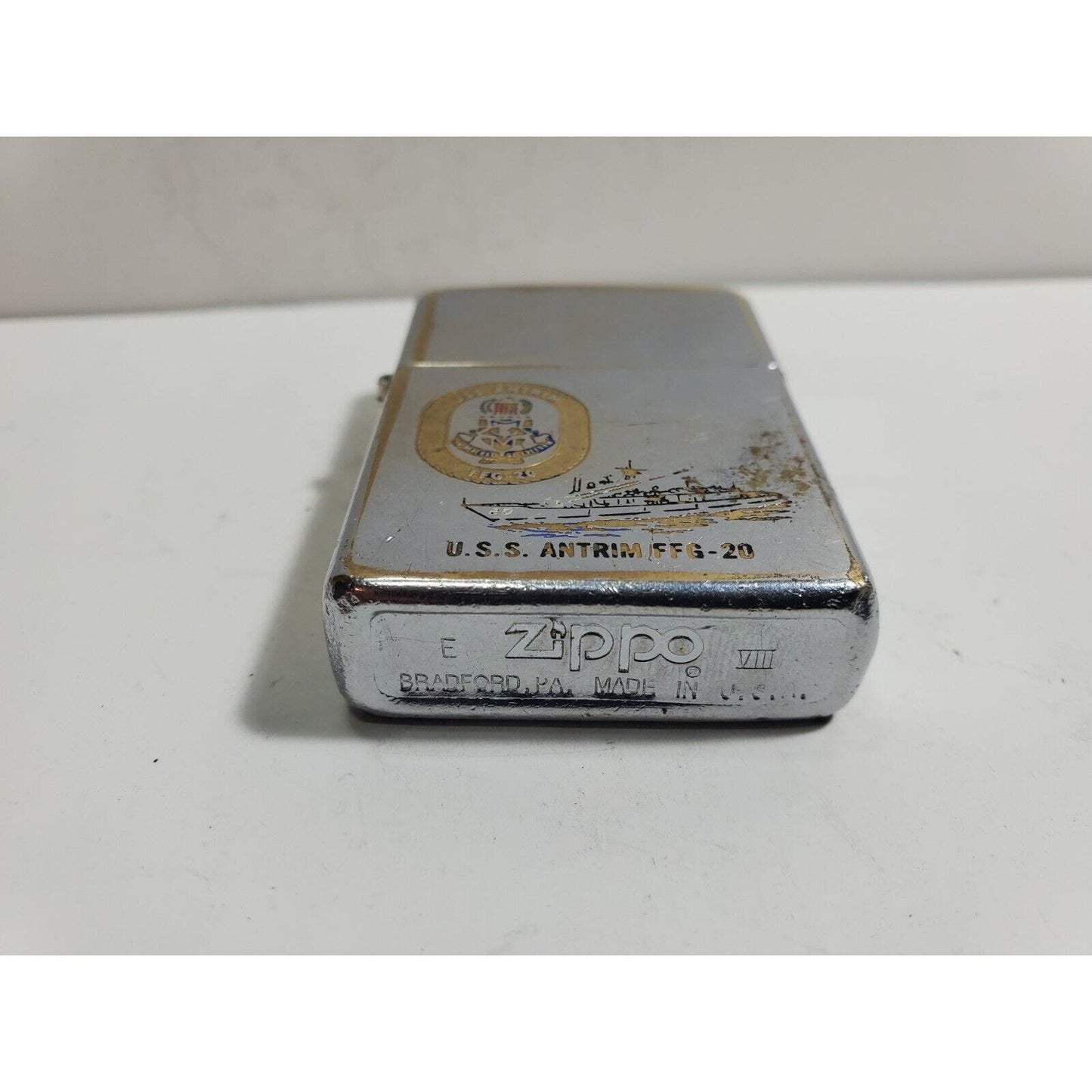 Working Vintage Zippo USS Antrim FFG-20 VIII 1992 5846/33