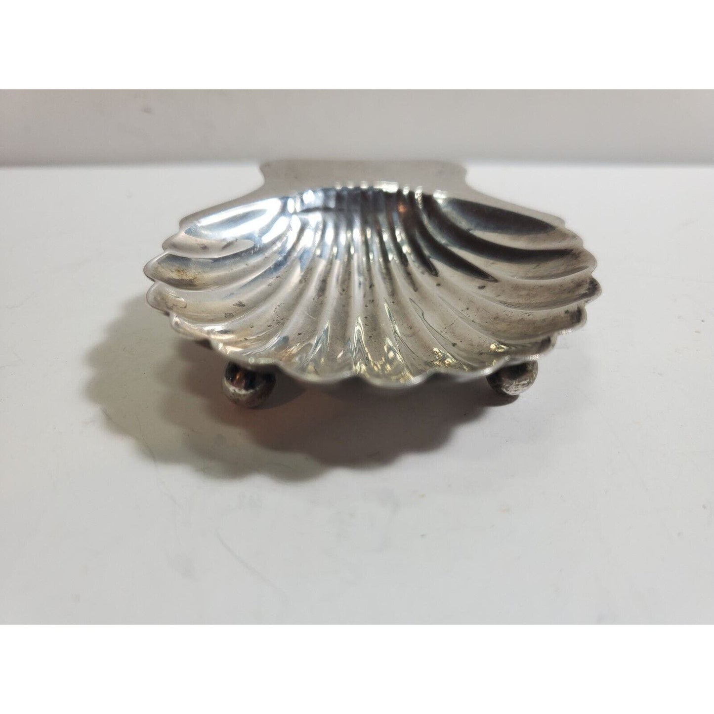 Lot Of 2 Sterling Silver Mexico Scalloped Shell Ball Feet Footed Dish Clam 3"