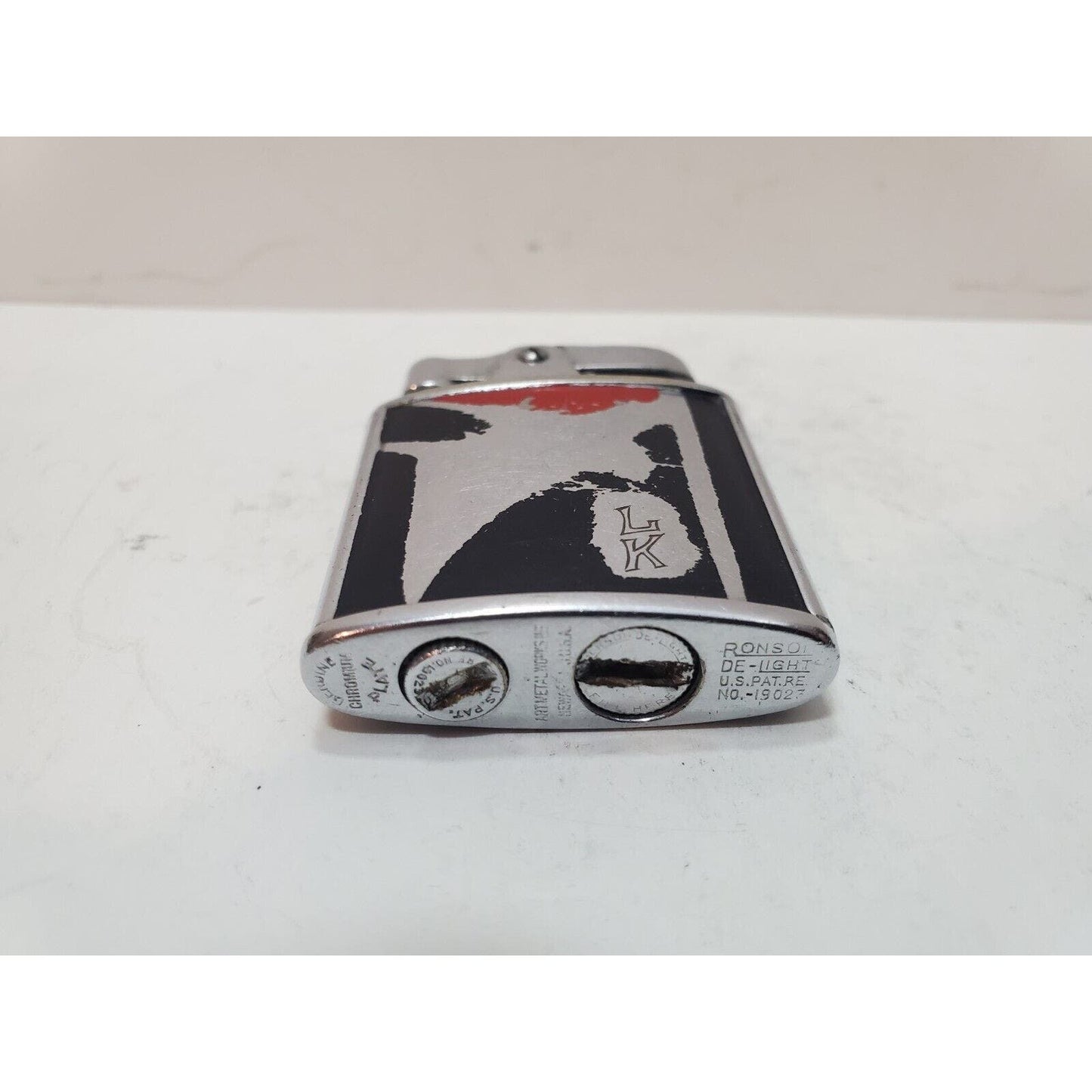 Working Vintage Ronson Art Metal Works Art Deco De-Light Silver Lighter 6248/26