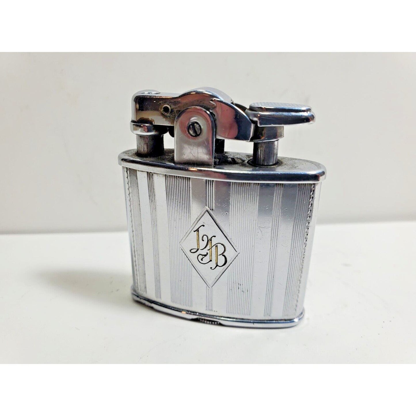 Working Vintage Ronson Art Metal Works Art Deco De-Light Silver Lighter. RARE